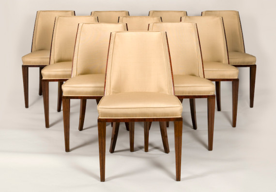 Set of 10 Art Deco gondola style dining chairs