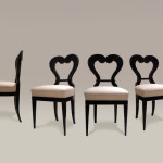 A set of three classic heartback Biedermeier side chairs