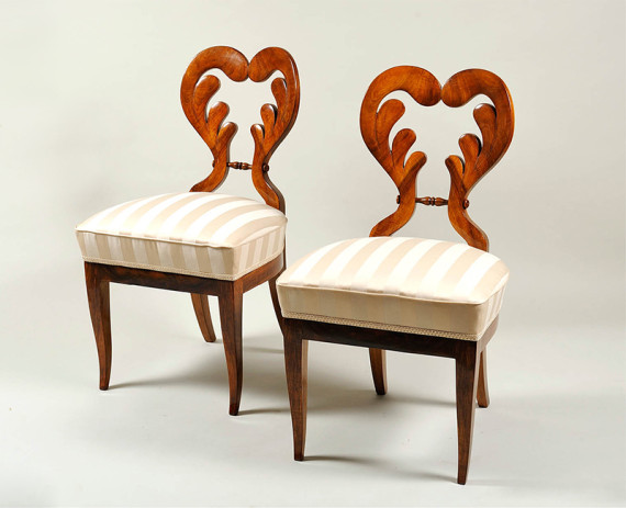 An unusual pair of Biedermeier chairs