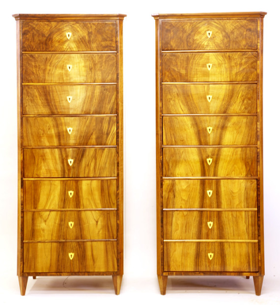 A handsome pair of Biedermeier tall chests