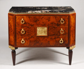 A petite three drawer commode