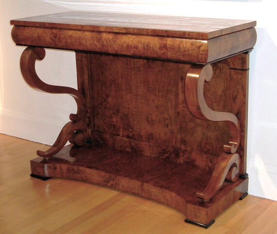 An exceptional Biedermeier console with a single drawer