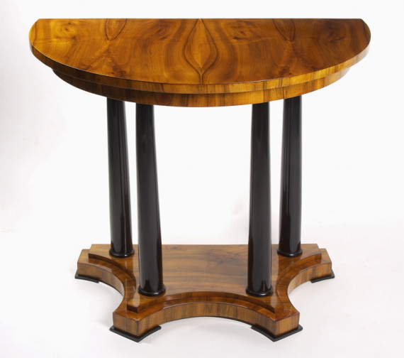 An unusual Biedermeier demi-lune console table