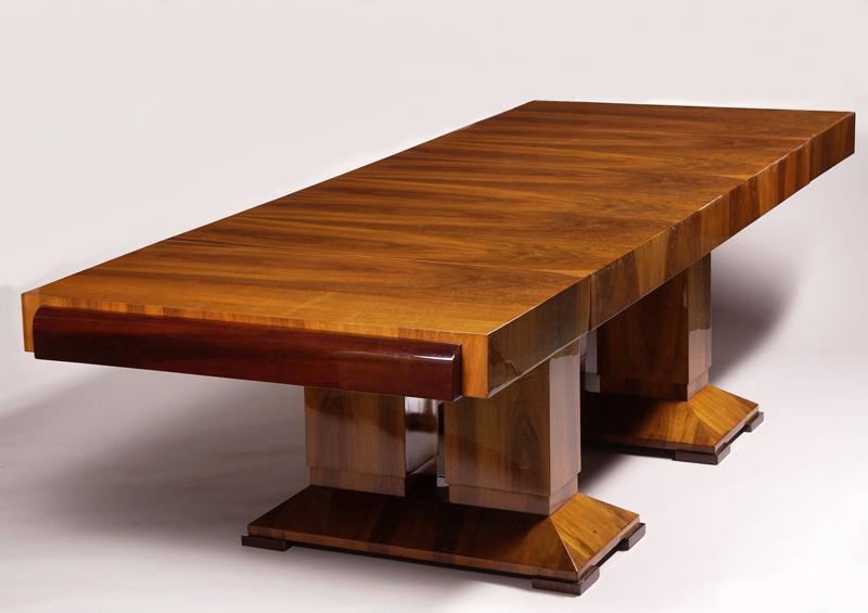 A constructivist Art Deco extendable library table with two inserted leaves 2