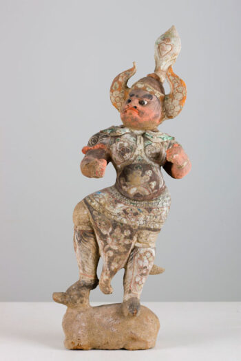 Pottery figure of a Lokapala astride an ox
