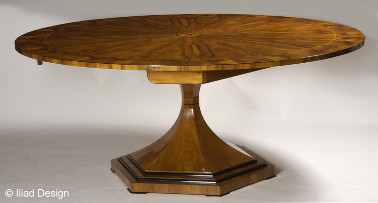 A Vienna Biedermeier inspired trumpet style extendable dining table