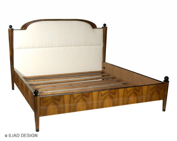 A Joseph Danhauser inspired king size bed with Biedermeier and Art Deco stylized detailing