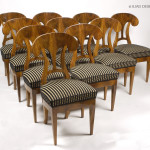A set of Biedermeier style side chairs. Modeled from an original pair to create a set of twelve