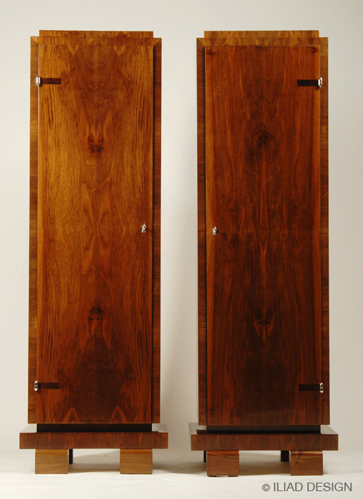 A pair of Art Deco style column commodes