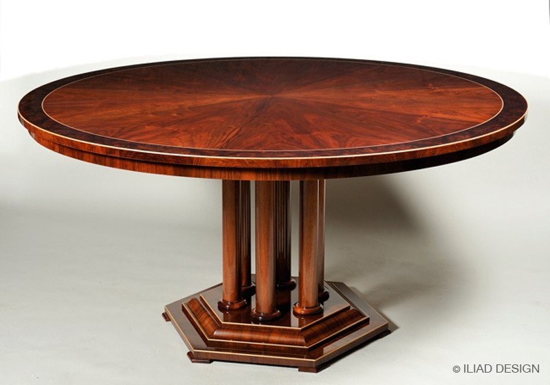 A walnut Neoclassical-style pedestal table