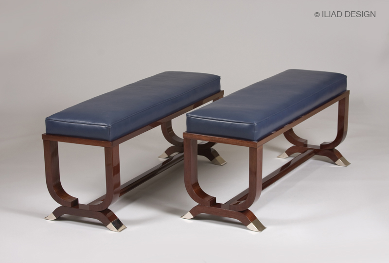 A contemporary pair of Art Deco style benches