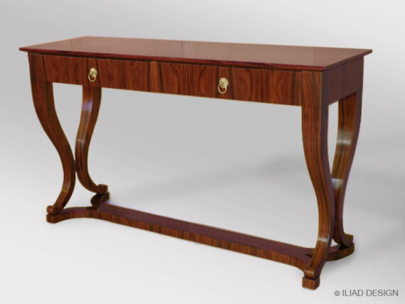 A Biedermeier style console table with drawer