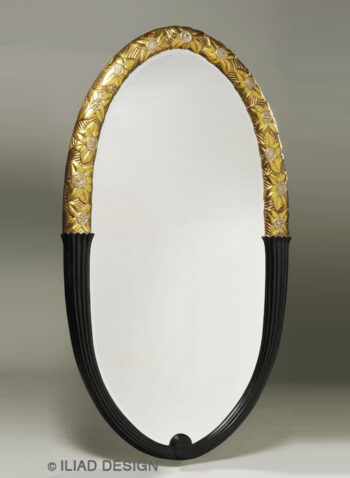 French Art Deco inspired Gilt and Ebonized mirror by ILIAD Design
