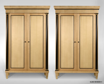 A pair of Biedermeier inspired armoires by ILIAD Design