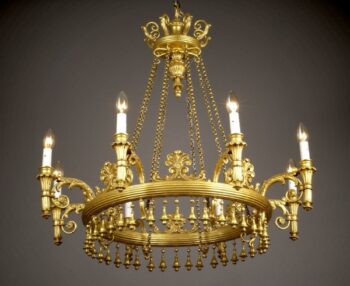 An Empire eight arm chandelier