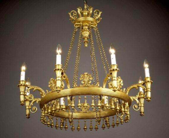 An Empire eight arm chandelier