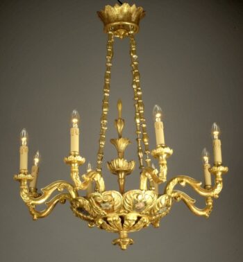 A Biedermeier crown-type eight-arm chandelier