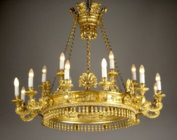 A very rare large Empire 18 arm chandelier