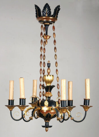An Empire six-arm chandelier
