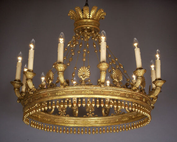 An Empire crown-type twelve-arm chandelier