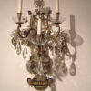 A fine pair of embossed glass and crystal baguette wall sconces