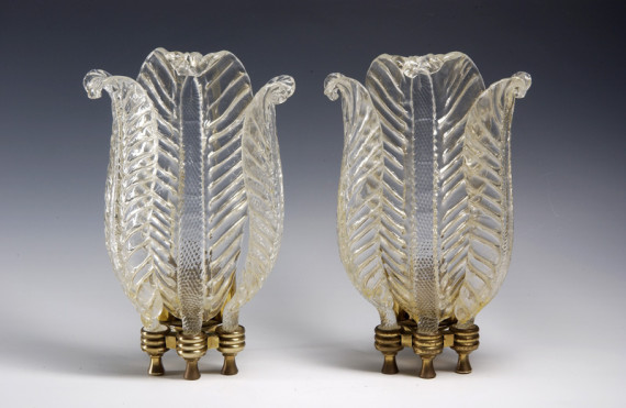 A pair of Murano blown glass wall sconces