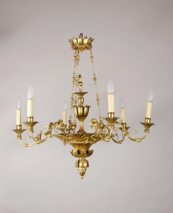 A Neoclassical six-arm chandelier