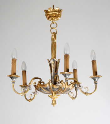 A small Empire five-arm chandelier