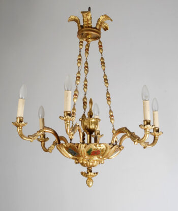 A six-arm Biedermeier chandelier