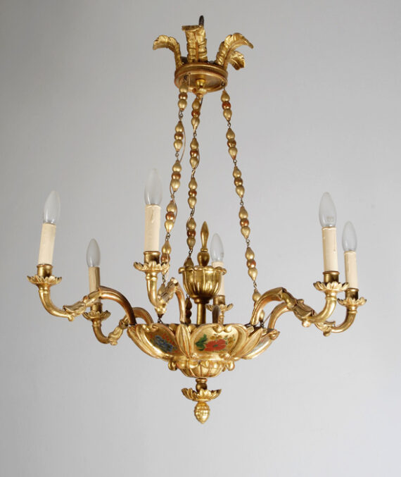 A six-arm Biedermeier chandelier