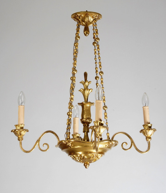 An unusual Biedermeier four-arm chandelier