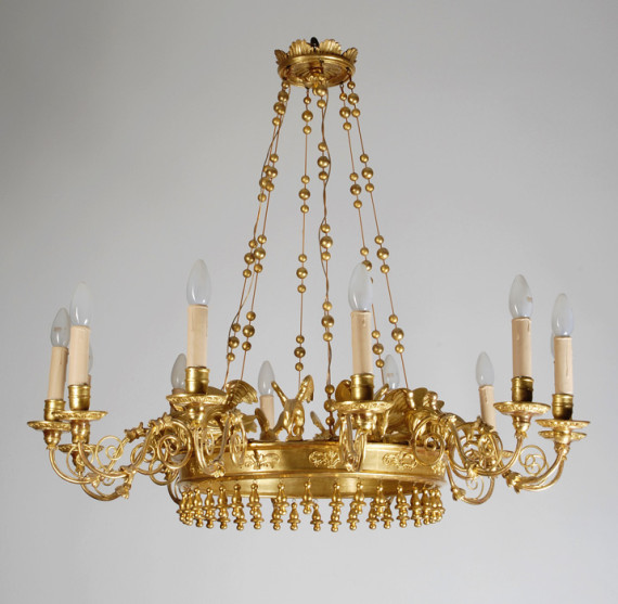 A fine Empire twelve-arm chandelier