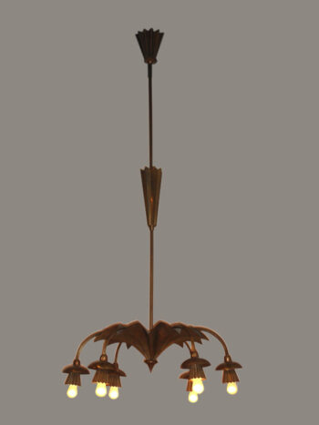 An early Rondocubist 6 arm chandelier