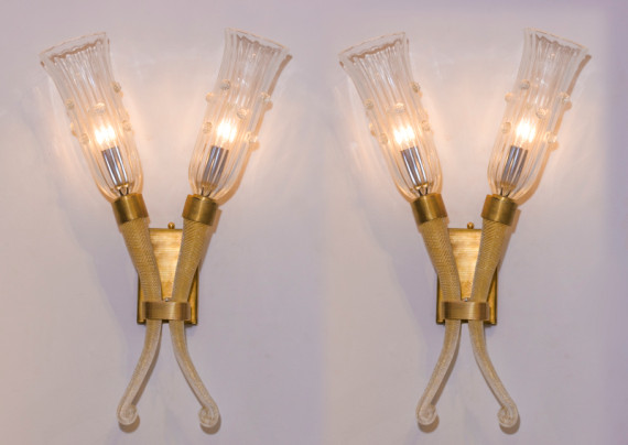 A pair of Murano wall sconces