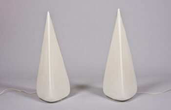 A pair of unusual blown and pulled glass Murano table lamps