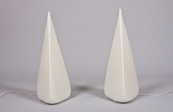 A pair of unusual blown and pulled glass Murano table lamps