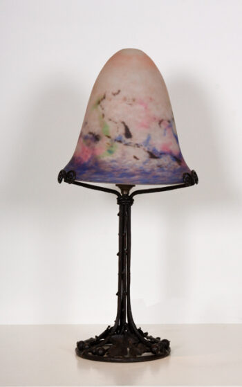 A forged iron Art Deco table lamp 