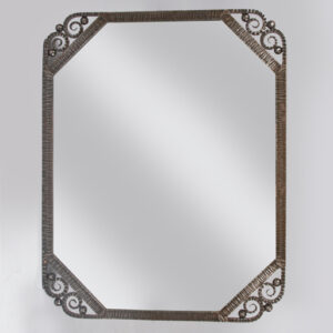 A petite forged iron Art Deco mirror