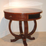 An unusual Art Deco gaming table with two drawers  and two open compartments
