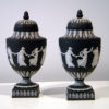 A fine pair of black Jasperware urns