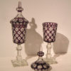 A pair of cut glass urns