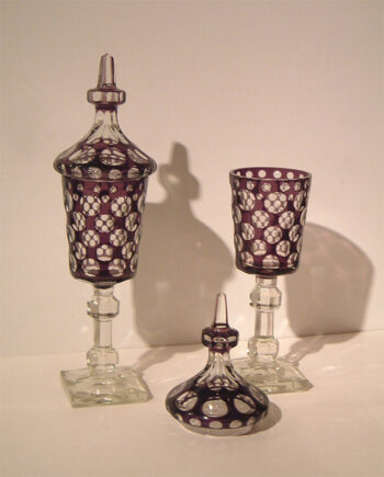 A pair of cut glass urns