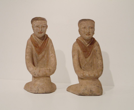A pair of Han kneeling female figures