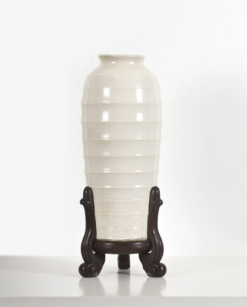 Ridged White Glazed Vase