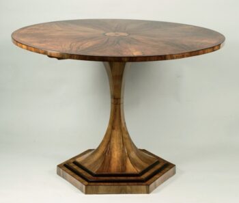 An exquisite Biedermeier trumpet-shaped pedestal tilt-top table