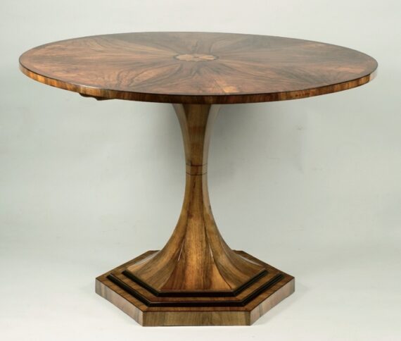 An exquisite Biedermeier trumpet-shaped pedestal tilt-top table