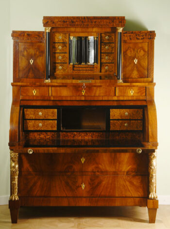 An exemplary Biedermeier roll-top secretaire