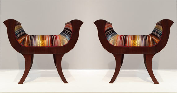 A handsome pair of Biedermeier benches