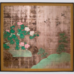 Stunning painted screen with birds and flowers.