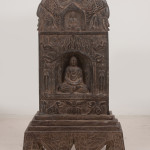 A large Buddhist carved black limestone stele